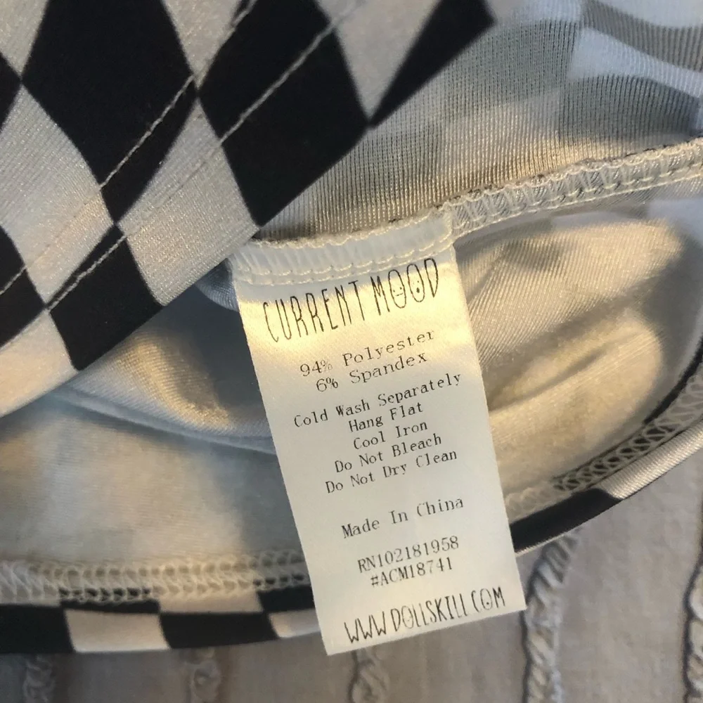 Dolls Kill “Reality Check” Warped Checkered Crop Top - S - Picture 5 of 6